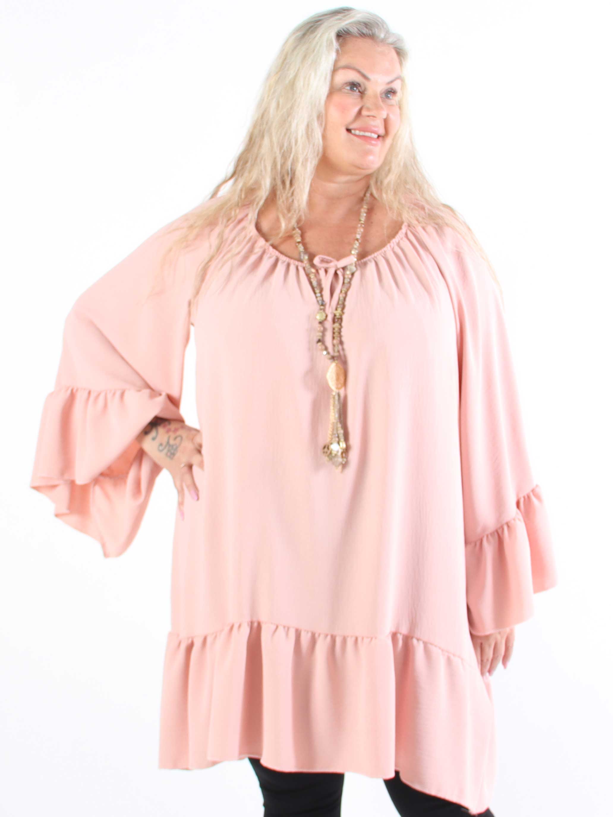 Alicia - Plus size Tunikakjole med elastik udskæring